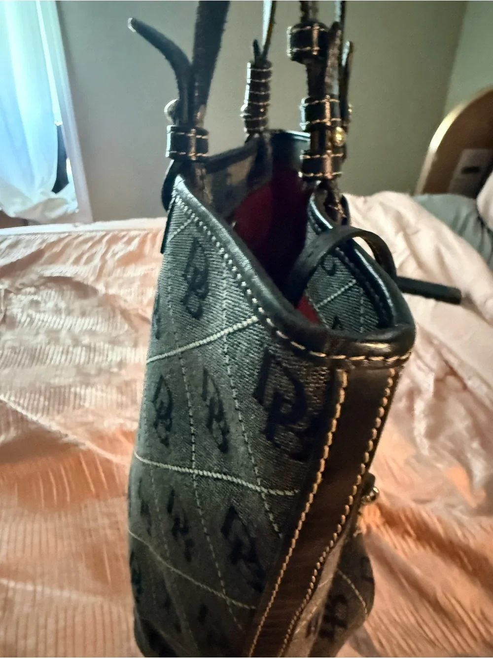 Dooney & Bourke Brown Monogram Tote with Dark Trim